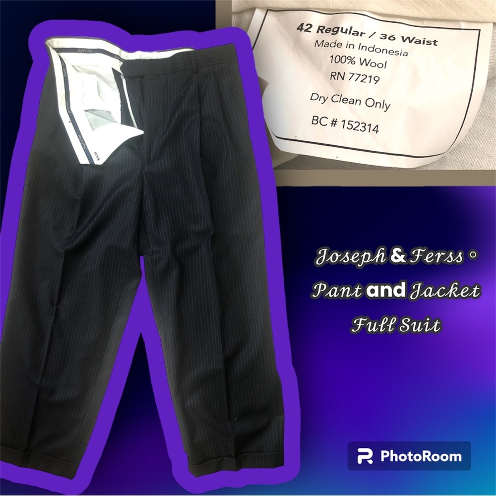 JOSEPH & FEISS Black Wool Dress Pants Men’s Classic Fit Suit Pants Trousers